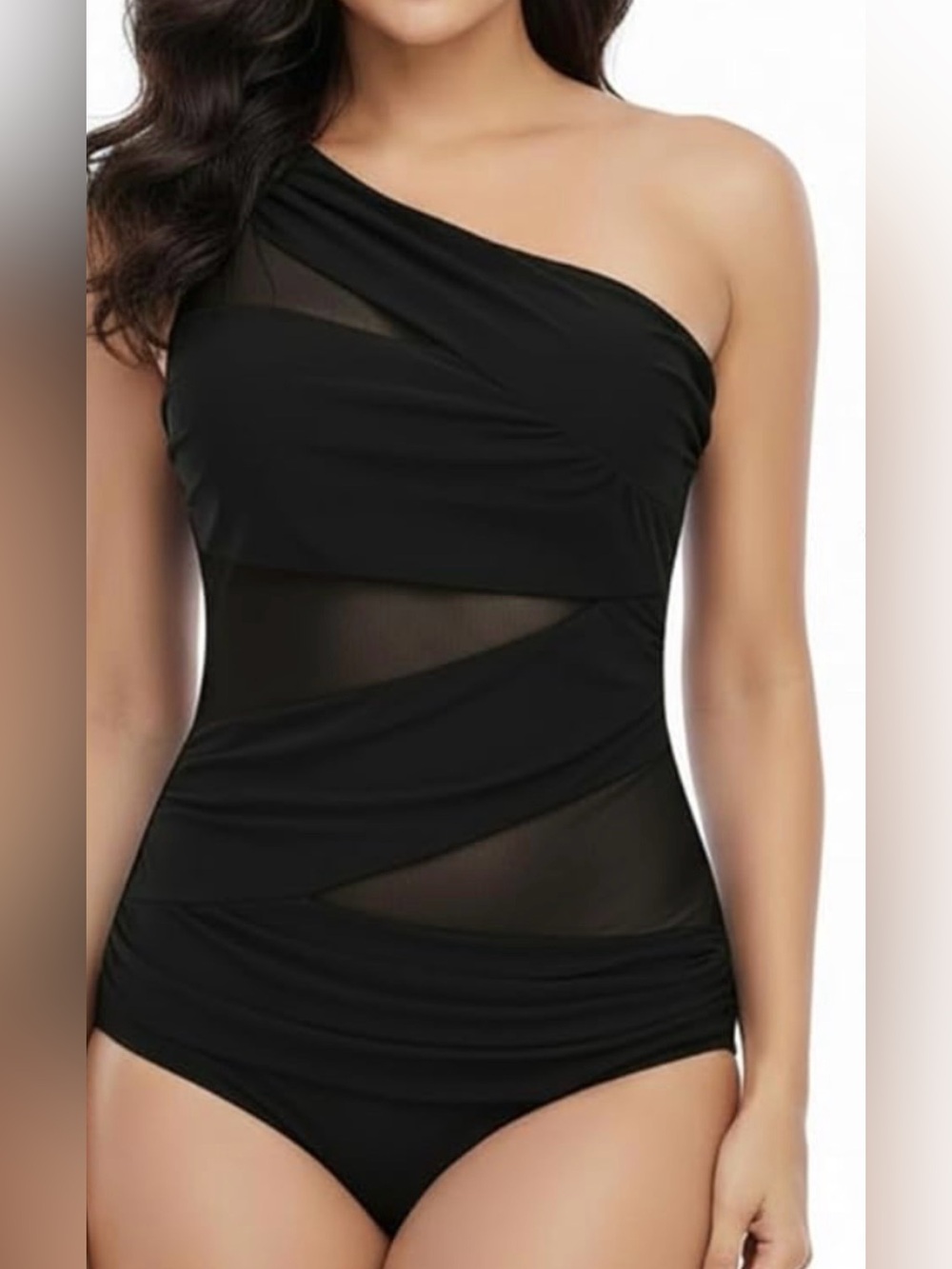 One-Shoulder Black Women’s One-Piece Swimsuit